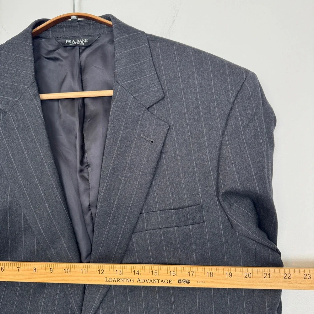 Jos A Bank Signature Collection 42L Wool Pinstripe Blazer Charcoal Grey Gordon‎